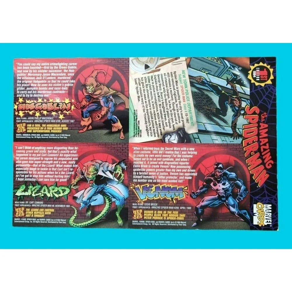 1994 Amazing Spiderman 1st Ed. Uncut 4 Promo Sheet Marvel Trading Cards